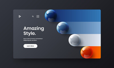 Vivid 3D spheres booklet layout. Isolated site design vector illustration.