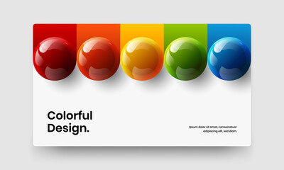 Fresh book cover vector design illustration. Minimalistic realistic spheres company brochure template.