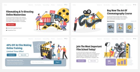 Web banner set with cinematography course promo