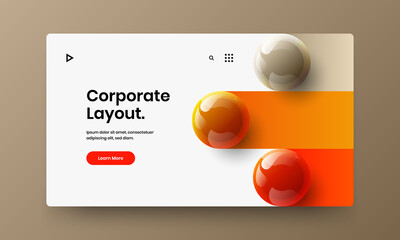 Multicolored realistic spheres website template. Trendy catalog cover vector design concept.