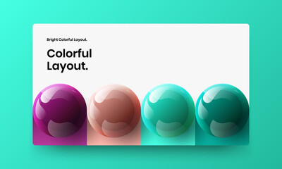 Minimalistic journal cover vector design template. Trendy realistic balls corporate brochure concept.