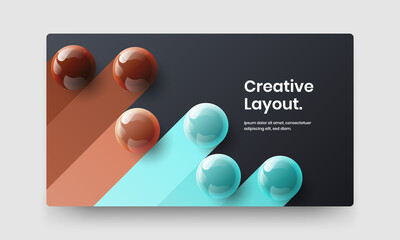 Bright corporate identity design vector template. Premium 3D spheres magazine cover concept.