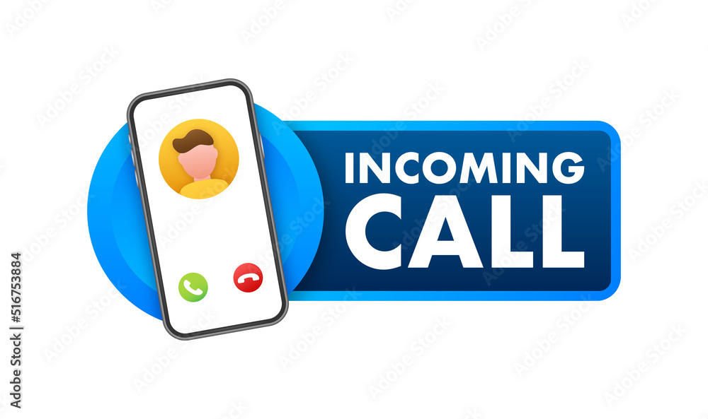 Aufkleber smartphone with incoming call on display. incoming call. vector stock illustration.