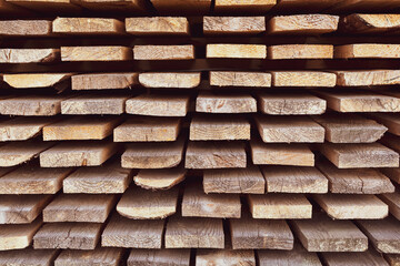 Wooden planks folded for storage