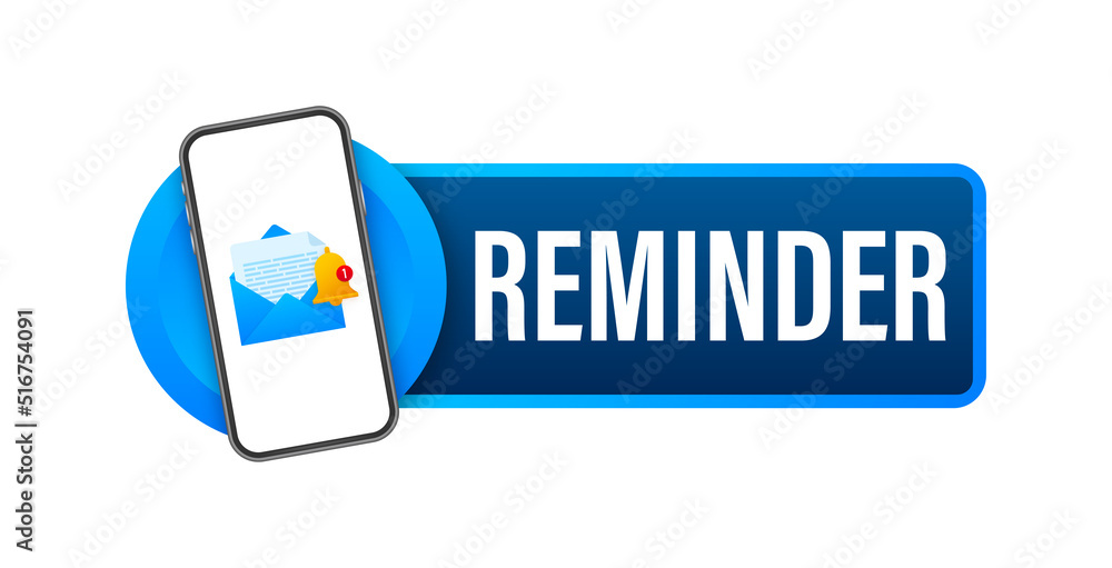 Poster enable reminder notification. email notification. message alert. vector stock illustration