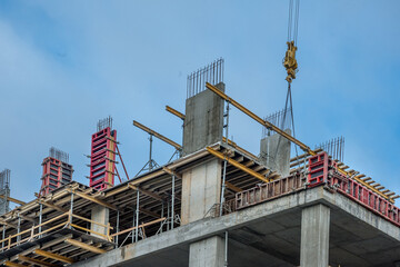 Wall formwork in residential construction.
