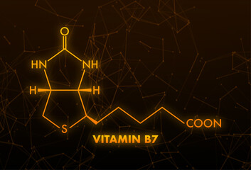 Vitamin b7 formula. Vitamin B7 biotin molecule. Skeletal formula