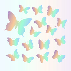 Fototapeta na wymiar Butterfly gradient illustration collection. Suitable for stickers, icons, symbols, stationery, web, and print. Flat hand-drawn editable vector warm vintage graphic element.