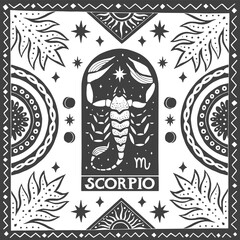 Scorpio zodiac sign. Horoscope. Illustration for souvenirs and social networks