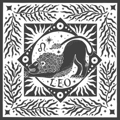 Leo zodiac sign. Horoscope. Illustration for souvenirs and social networks