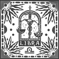 Libra zodiac sign. Horoscope. Illustration for souvenirs and social networks