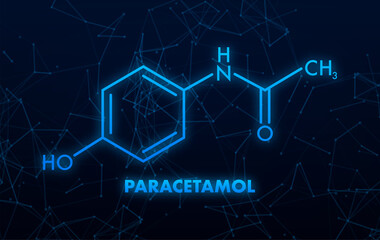 Paracetamol formula for medical design. Paracetamol chemical formula on white background