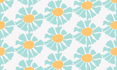 Flowers pattern on white bsckground. Seamless pattern with pink daisy.