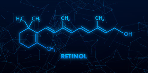 Icon with retinal formula. Retinal true vitamin A , formula C20H30O
