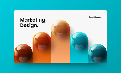 Fresh 3D balls company brochure concept. Clean web banner vector design template.