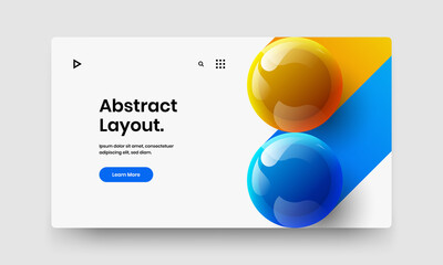 Fresh realistic spheres banner layout. Bright corporate identity vector design concept.