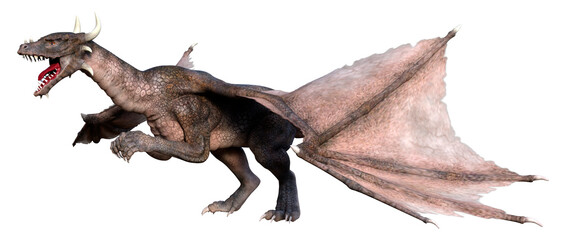 3D Rendering Fairy Tale Dragon on White