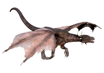 3D Rendering Fairy Tale Dragon on White