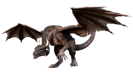 3D Rendering Fairy Tale Dragon on White