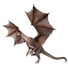 3D Rendering Fairy Tale Dragon on White