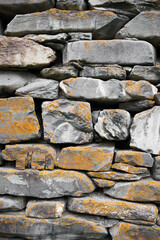 Old castle stone wall texture background.  Vertical shot , close up view