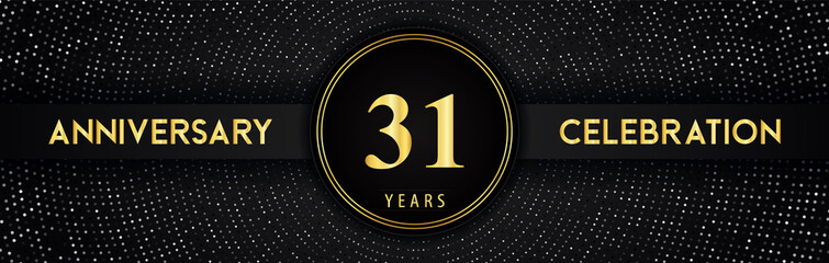 31 years anniversary celebration with circle frame and dotted line isolated on black background. Premium design for birthday party, graduation, weddings, ceremony, greetings card, anniversary logo.