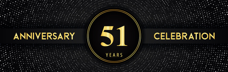51 years anniversary celebration with circle frame and dotted line isolated on black background. Premium design for birthday party, graduation, weddings, ceremony, greetings card, anniversary logo.