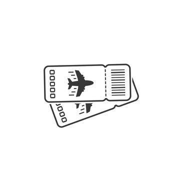 Ticket icon on background. Vector illustration. The linear image
