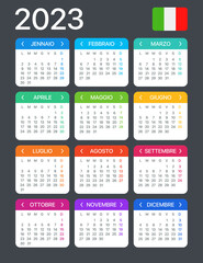 2023 Calendar - vector template graphic illustration - Italian version