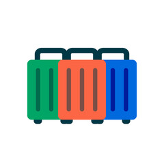 3 suitcase icons. Trunk case. Vector.