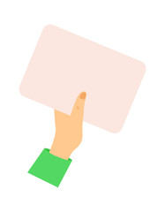 Hand holding empty banner. Vector illustration
