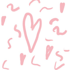 Cute abstract textured background with hearts for packaging, cover, background. Pink hearts on a white background.