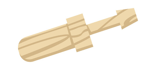 Wooden children toy screwdriver icon. Vector illustration