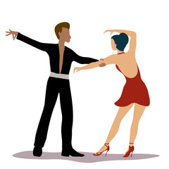 Vector illustration of elegant ballroom dancing on white background