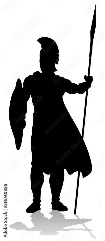 Wall mural spartan silhouette gladiator trojan greek warrior