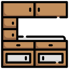 KITCHEN CABIROT filled outline icon,linear,outline,graphic,illustration
