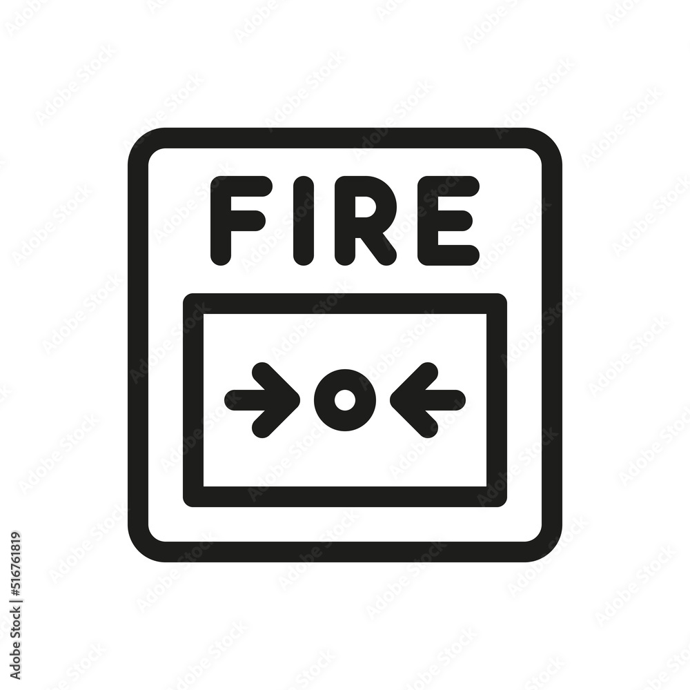 Wall mural fire alarm manual call point isolated icon. fire alarm emergency break glass button vector icon with