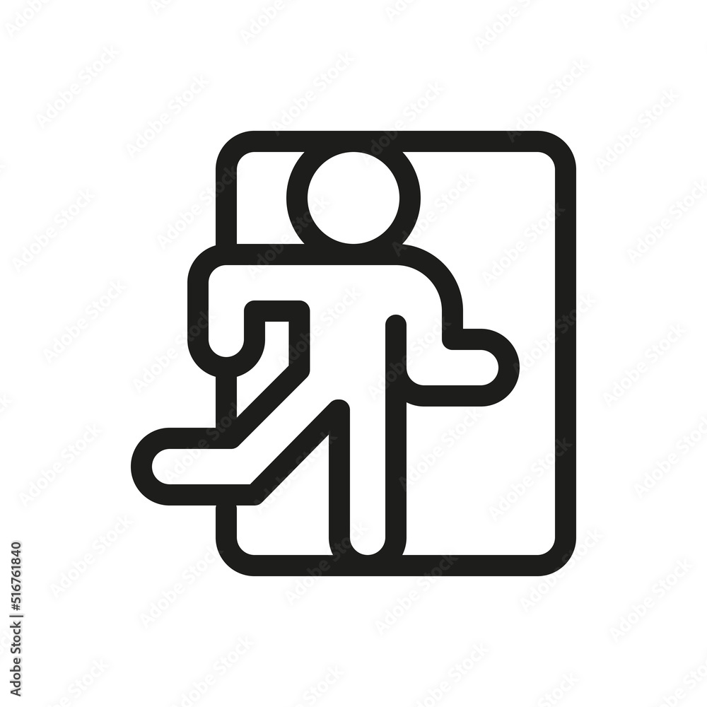 Poster fire exit sign isolate icon. emergency exit with running man vector icon with editable stroke.