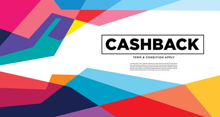 Colorful abstract geometric and fluid banner template for marketing promotion material. Giveaway, cash back, gift card, and member card bonus design template.