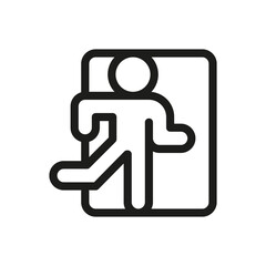 Fire exit sign isolate icon. Emergency exit with running man vector icon with editable stroke.
