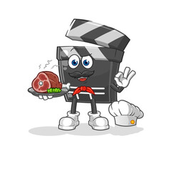 Fototapeta premium clapboard chef with meat mascot. cartoon vector