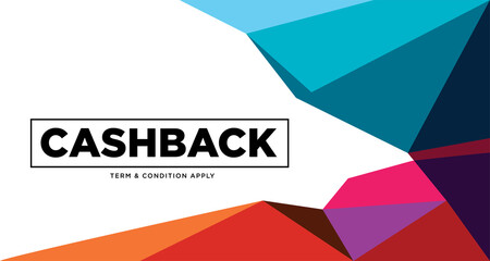 Colorful abstract geometric and fluid banner template for marketing promotion material. Giveaway, cash back, gift card, and member card bonus design template.