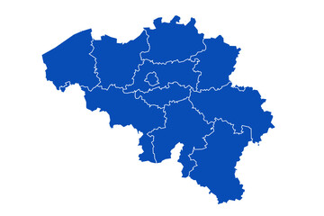 Belgium Map blue Color on White Backgound