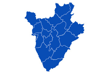 Burundi Map blue Color on White Backgound