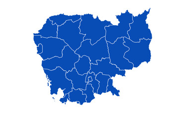 Obraz premium Cambodia Map blue Color on White Backgound