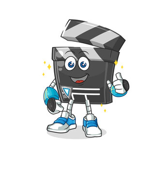 clapboard robot character. cartoon mascot vector
