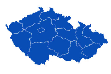Fototapeta premium Czech Republic Map blue Color on White Backgound