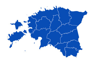 Estonia Map blue Color on White Backgound