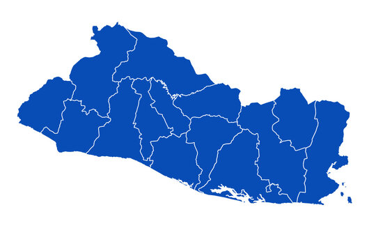 El Salvador Map blue Color on White Backgound