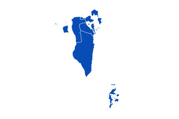 Bahrain Map blue Color on White Backgound